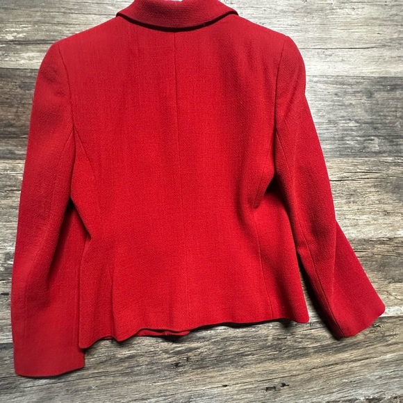 Ann Taylor Red Blazer Textured Wool Blend Womens 8 - Picture 9 of 9